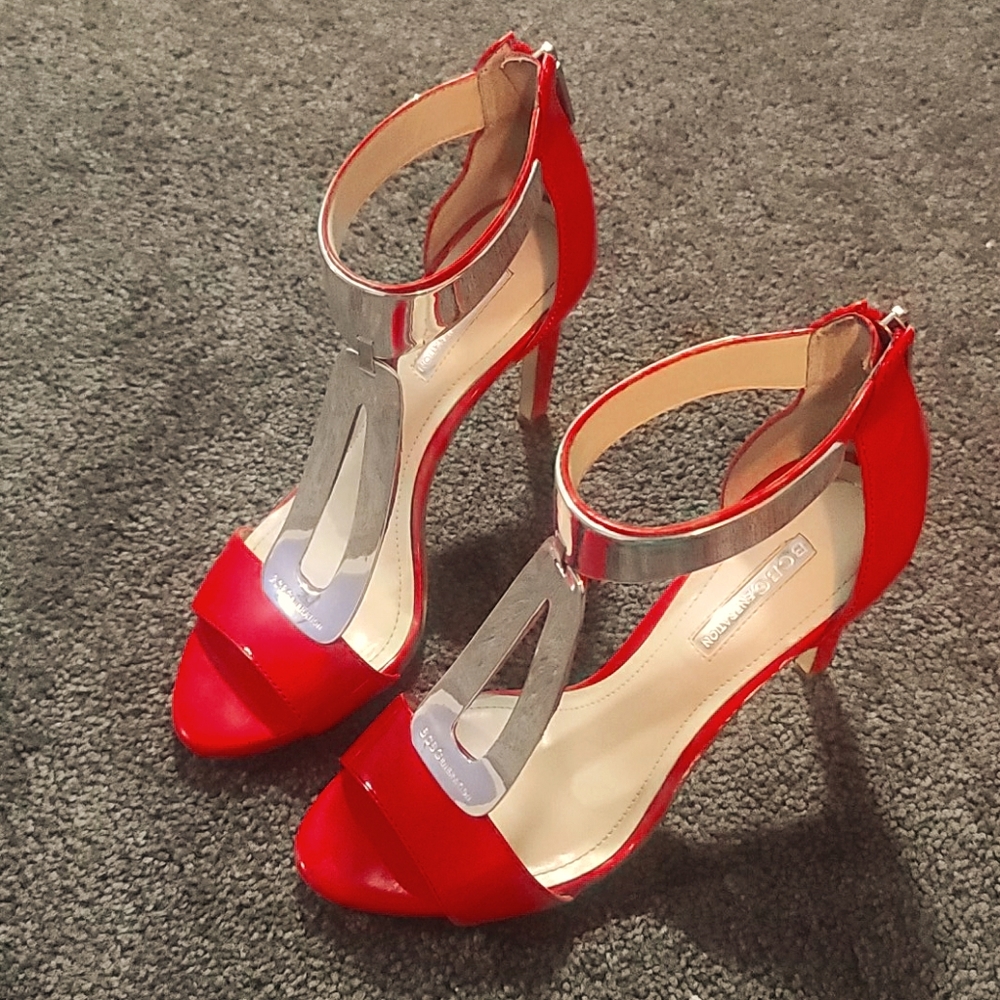 BCBG generation 7.5 oarngish/reddish stilettos